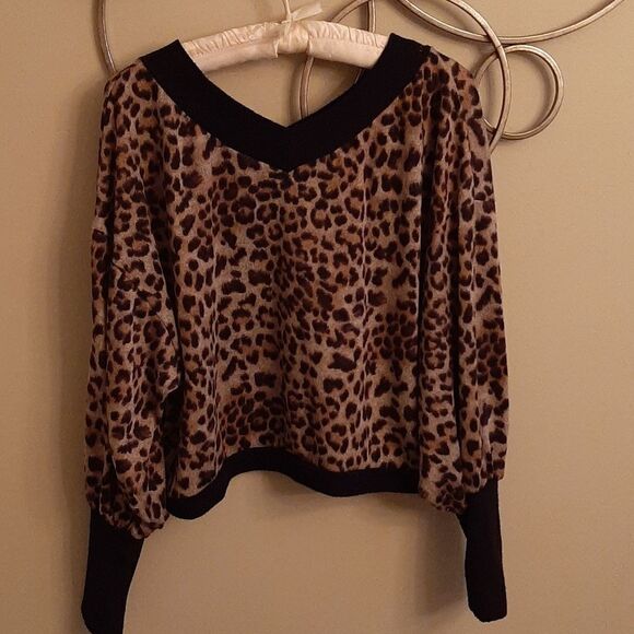 Boutique cheetah dolman sleeve top - Picture 1 of 6